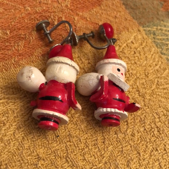 Vintage Christmas Santa Claus-screw on back earrings - Picture 11 of 13